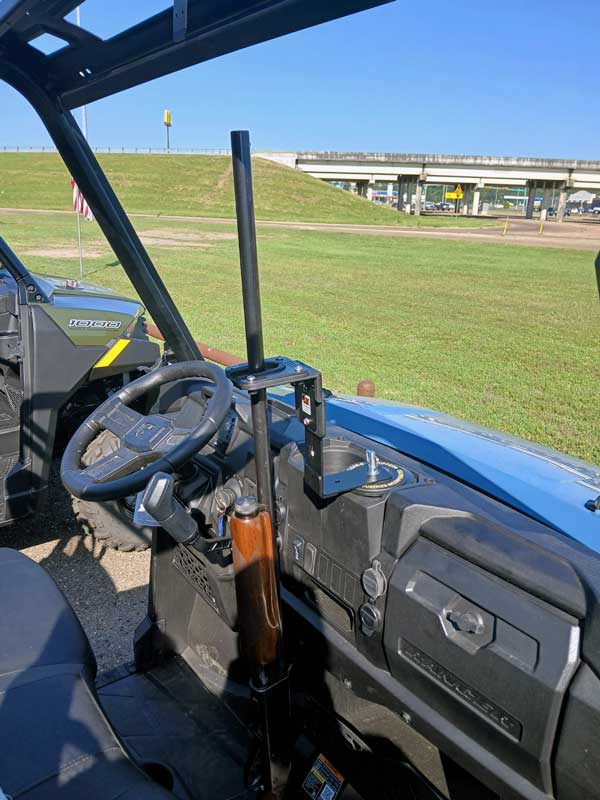 Polaris Ranger 570 UTV Cup Holder Gun Rack 1 Polaris-Ranger-570-UTV Cup Holder Gun Rack Front Side View With Shotgun